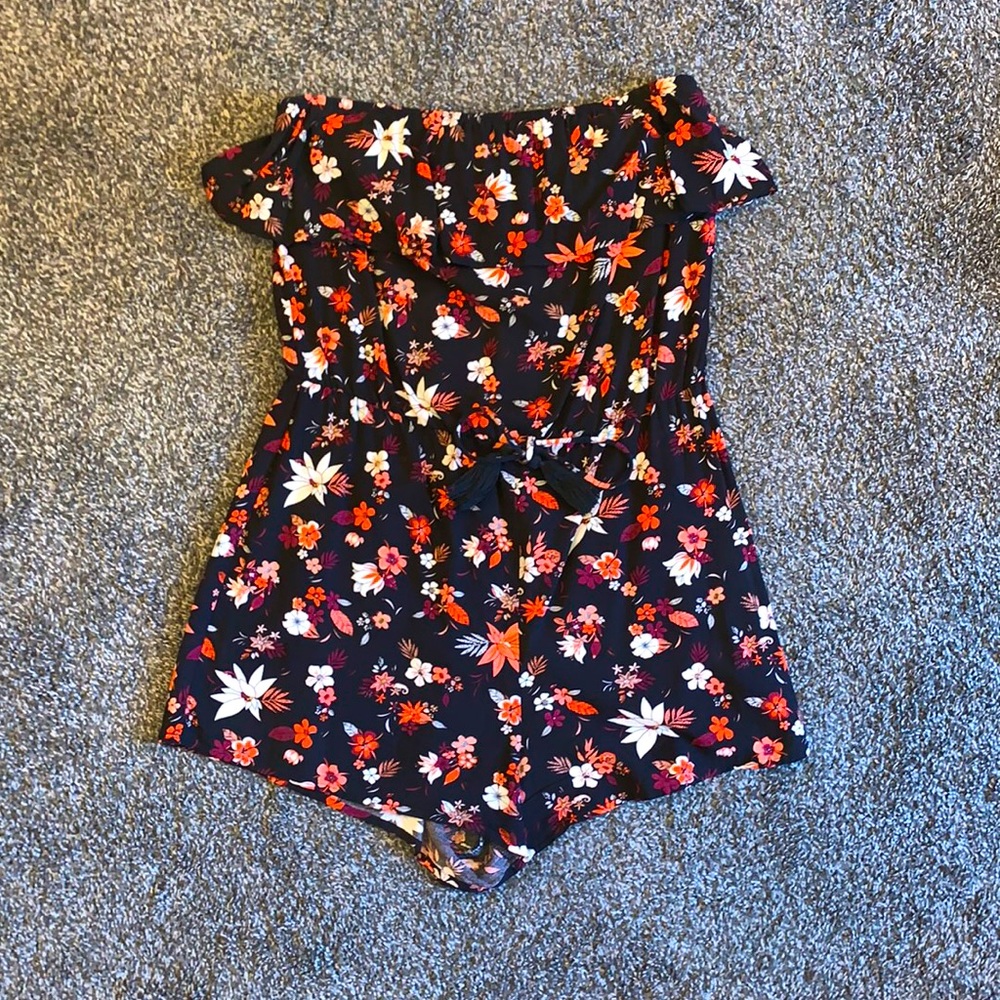 Strapless Floral Romper